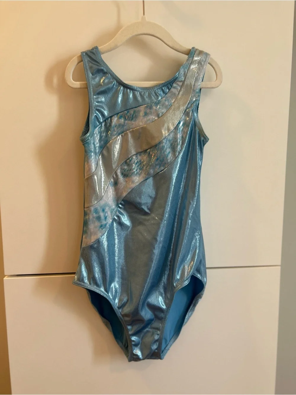 balera Shiny Light Blue and Silver Dance |Gymnastics Leotard - LC
